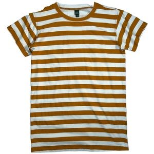 🖤 Wild Fable Mustard Yellow White Striped Short Sleeved Oversized T-Shirt Dress